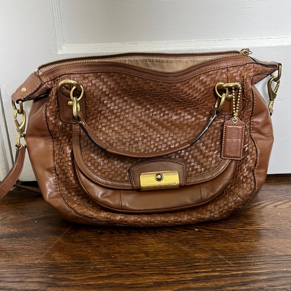 Coach woven front detail purse